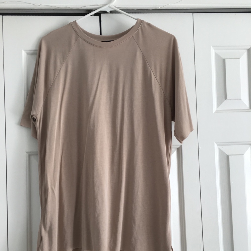 tan nude high low tee shirt